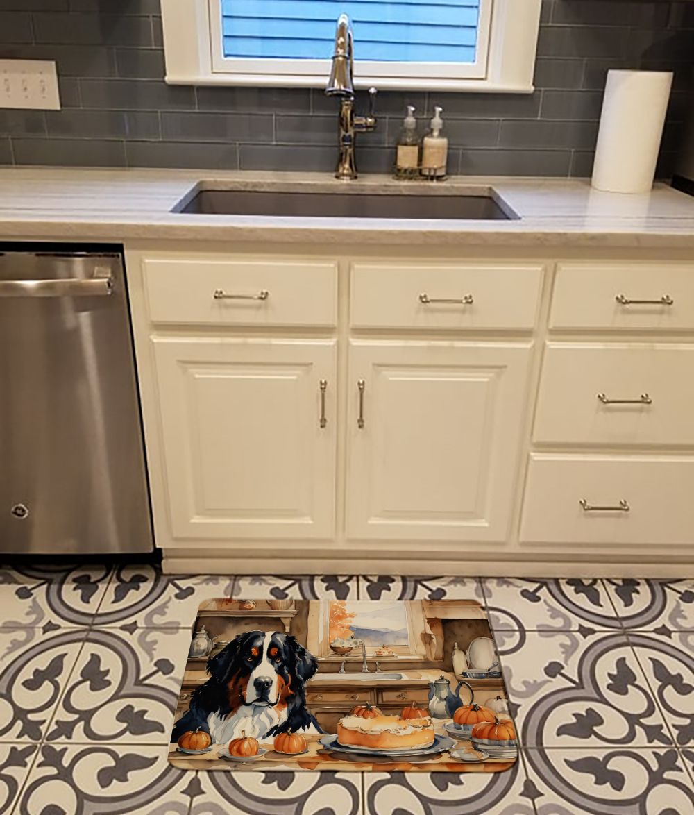 Bernese Mountain Dog Fall Kitchen Pumpkins Memory Foam Kitchen Mat Machine Washable Anti-Fatigue Mat Cushion Comfort Bath Mat or Kitchen Rug