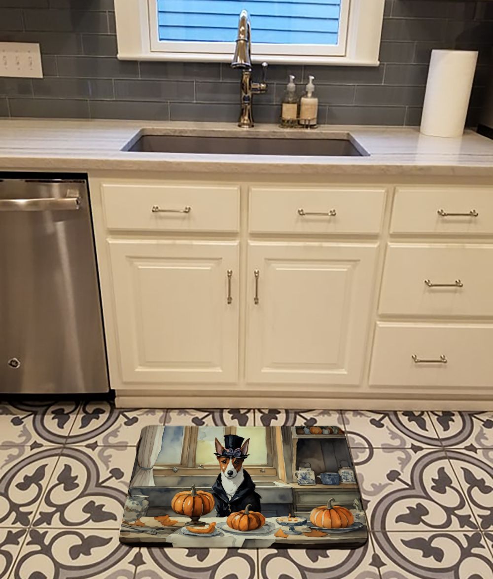 Basenji Fall Kitchen Pumpkins Memory Foam Kitchen Mat Machine Washable Anti-Fatigue Mat Cushion Comfort Bath Mat or Kitchen Rug