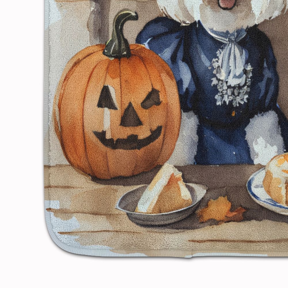 Bichon Frise Fall Kitchen Pumpkins Memory Foam Kitchen Mat Machine Washable Anti-Fatigue Mat Cushion Comfort Bath Mat or Kitchen Rug