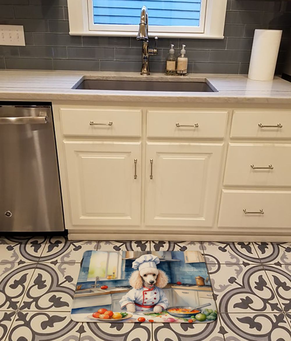 White Poodle The Chef Memory Foam Kitchen Mat Machine Washable Anti-Fatigue Mat Cushion Comfort Bath Mat or Kitchen Rug