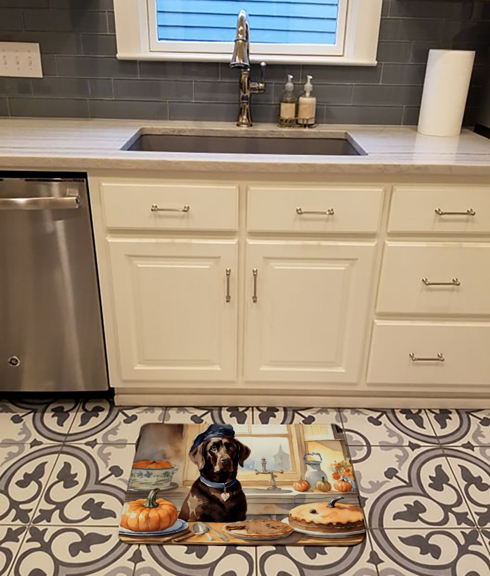 Chocolate Lab Fall Kitchen Pumpkins Memory Foam Kitchen Mat Machine Washable Anti-Fatigue Mat Cushion Comfort Bath Mat or Kitchen Rug