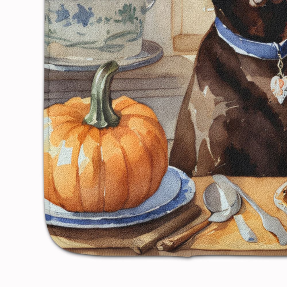 Chocolate Lab Fall Kitchen Pumpkins Memory Foam Kitchen Mat Machine Washable Anti-Fatigue Mat Cushion Comfort Bath Mat or Kitchen Rug