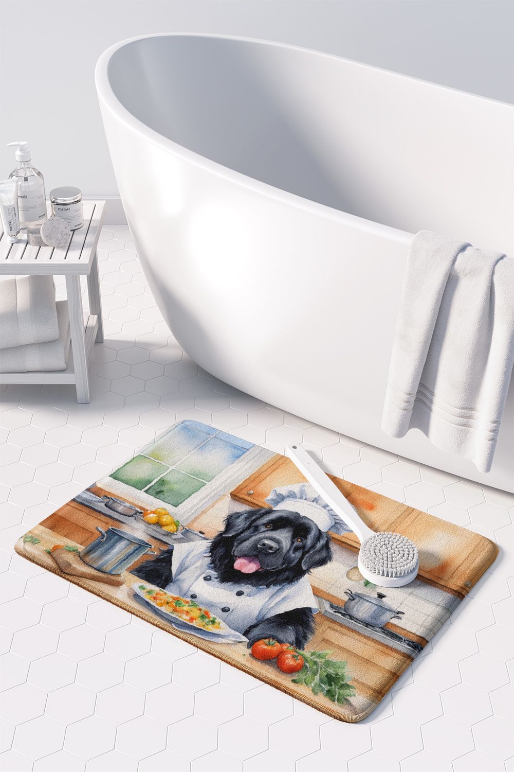 Newfoundland The Chef Memory Foam Kitchen Mat Machine Washable Anti-Fatigue Mat Cushion Comfort Bath Mat or Kitchen Rug