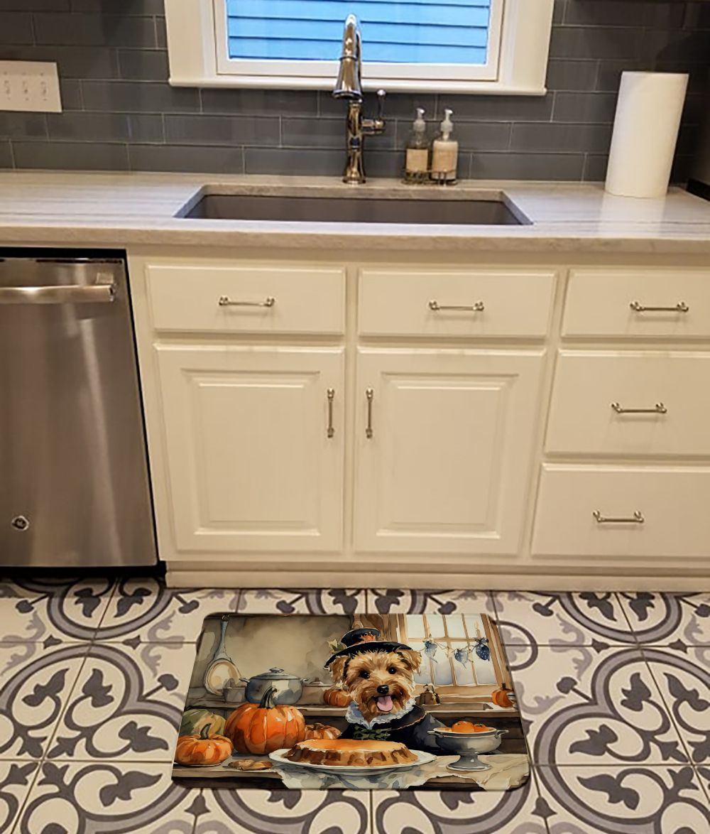 Lakeland Terrier Fall Kitchen Pumpkins Memory Foam Kitchen Mat Machine Washable Anti-Fatigue Mat Cushion Comfort Bath Mat or Kitchen Rug