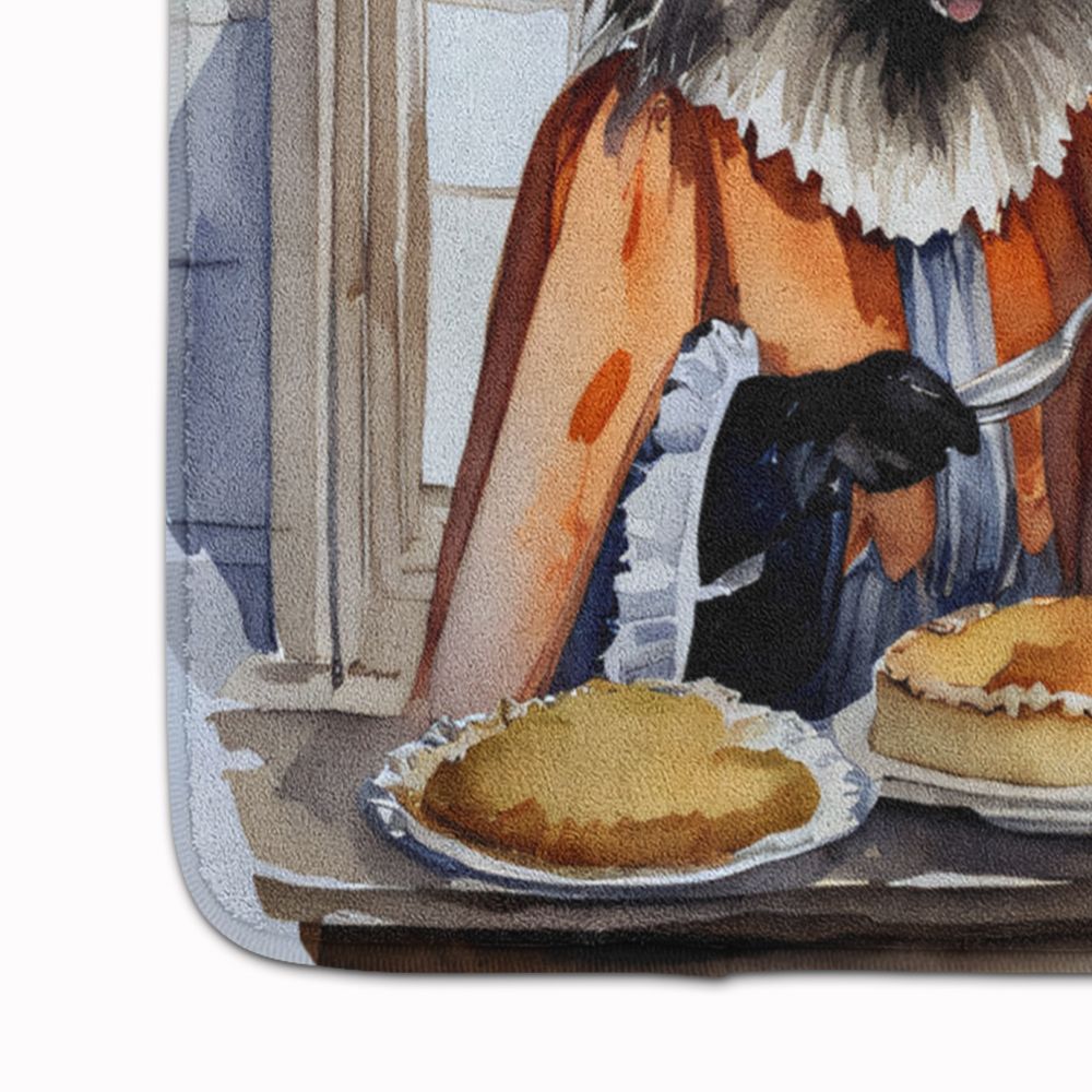 Keeshond Fall Kitchen Pumpkins Memory Foam Kitchen Mat Machine Washable Anti-Fatigue Mat Cushion Comfort Bath Mat or Kitchen Rug