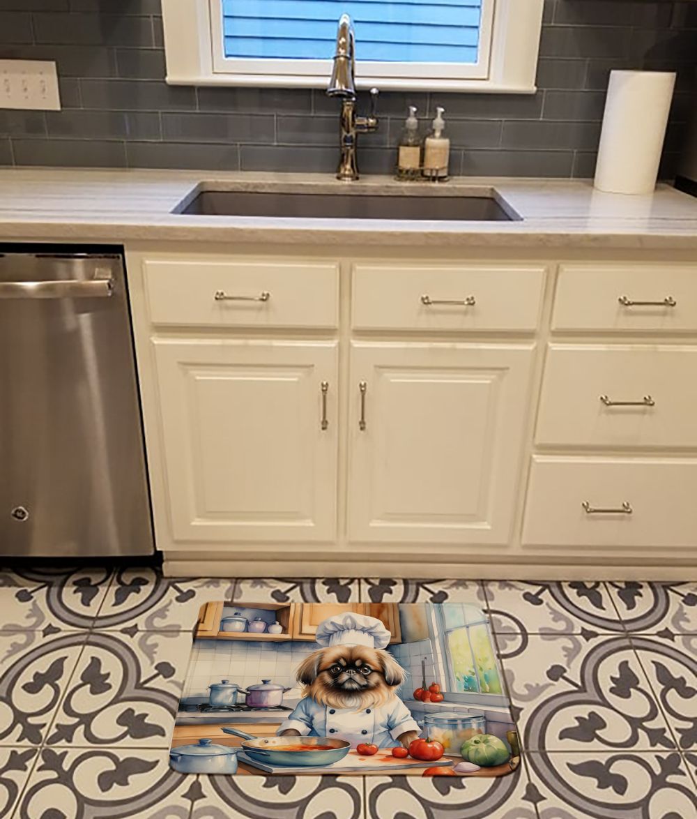 Pekingese The Chef Memory Foam Kitchen Mat Machine Washable Anti-Fatigue Mat Cushion Comfort Bath Mat or Kitchen Rug