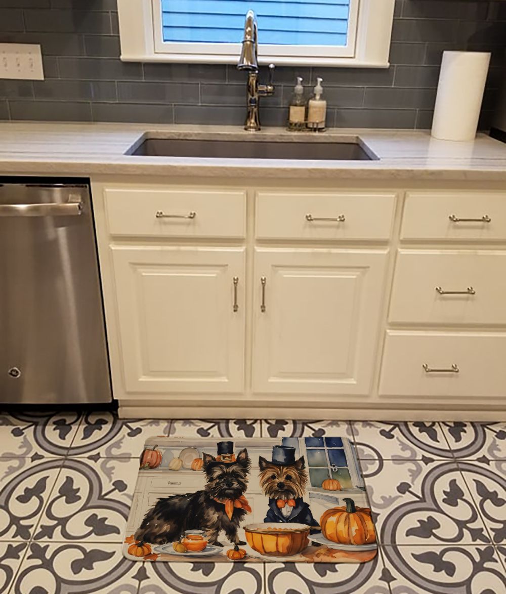 Cairn Terrier Fall Kitchen Pumpkins Memory Foam Kitchen Mat Machine Washable Anti-Fatigue Mat Cushion Comfort Bath Mat or Kitchen Rug