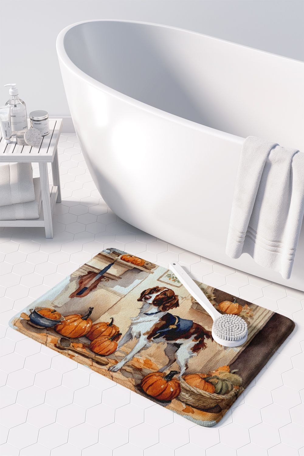 Brittany Fall Kitchen Pumpkins Memory Foam Kitchen Mat Machine Washable Anti-Fatigue Mat Cushion Comfort Bath Mat or Kitchen Rug