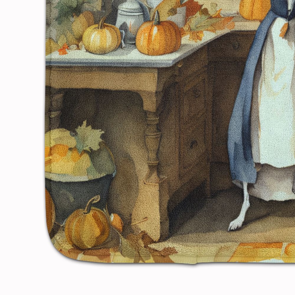 Italian Greyhound Fall Kitchen Pumpkins Memory Foam Kitchen Mat Machine Washable Anti-Fatigue Mat Cushion Comfort Bath Mat or Kitchen Rug