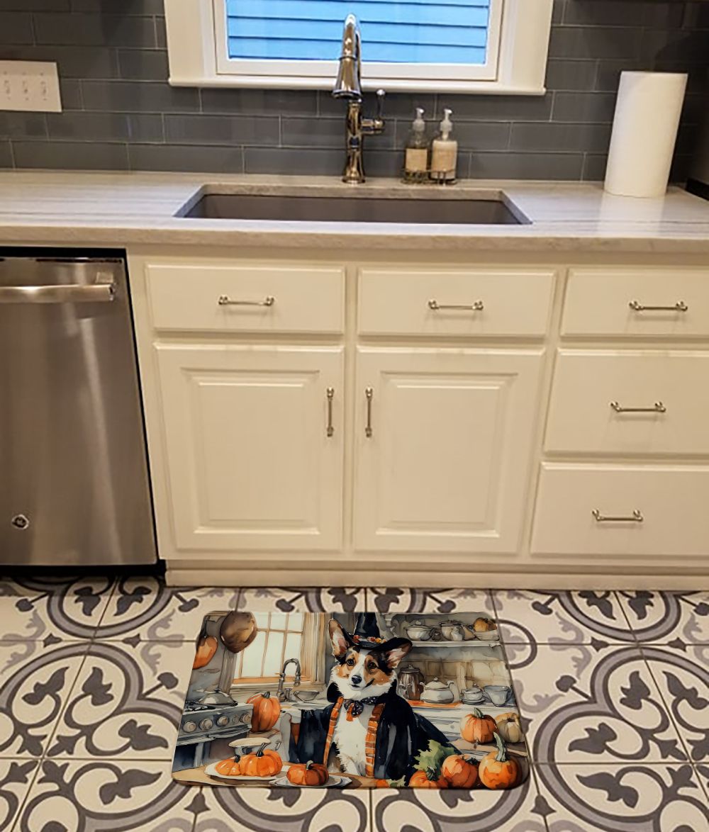Corgi Fall Kitchen Pumpkins Memory Foam Kitchen Mat Machine Washable Anti-Fatigue Mat Cushion Comfort Bath Mat or Kitchen Rug
