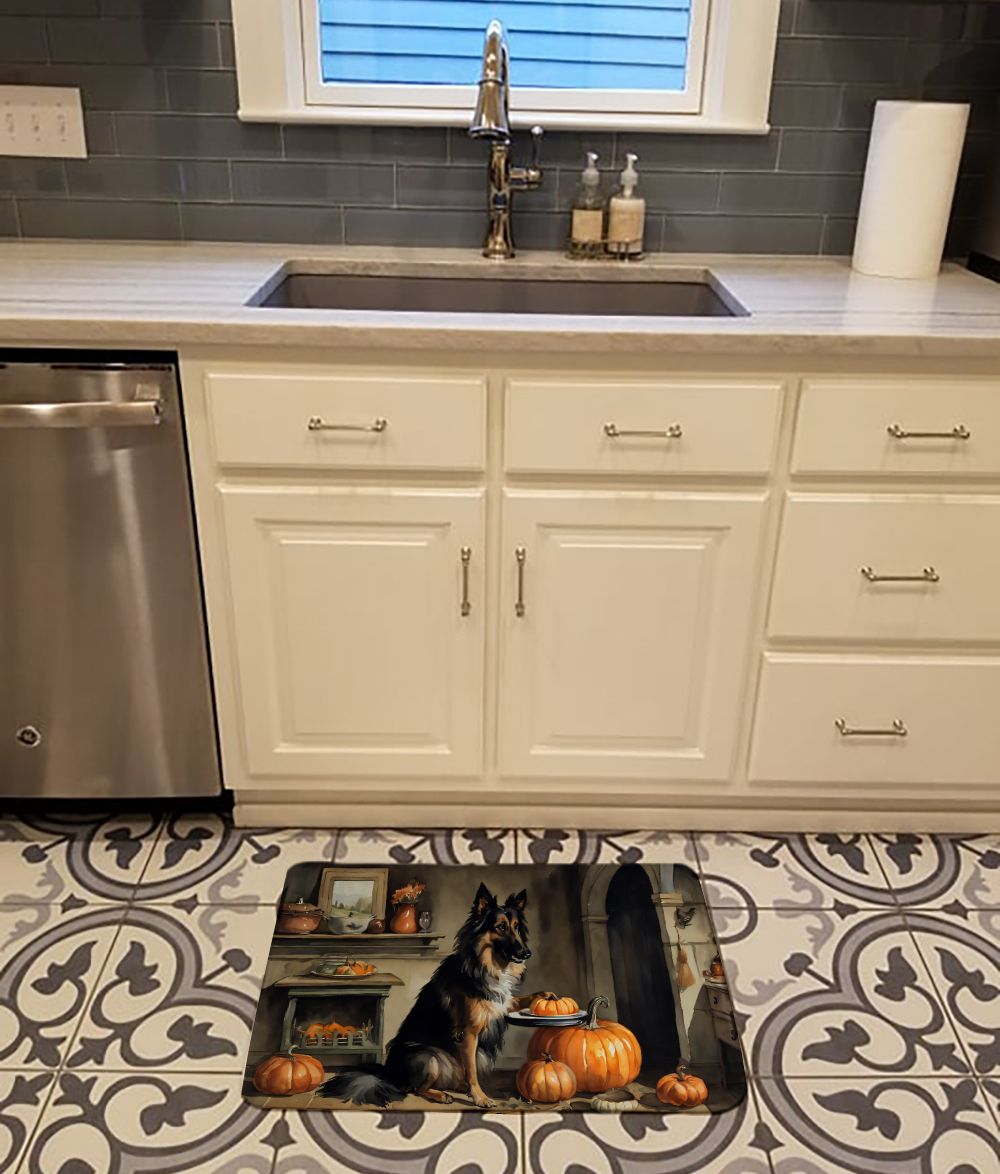 Belgian Tervuren Fall Kitchen Pumpkins Memory Foam Kitchen Mat Machine Washable Anti-Fatigue Mat Cushion Comfort Bath Mat or Kitchen Rug