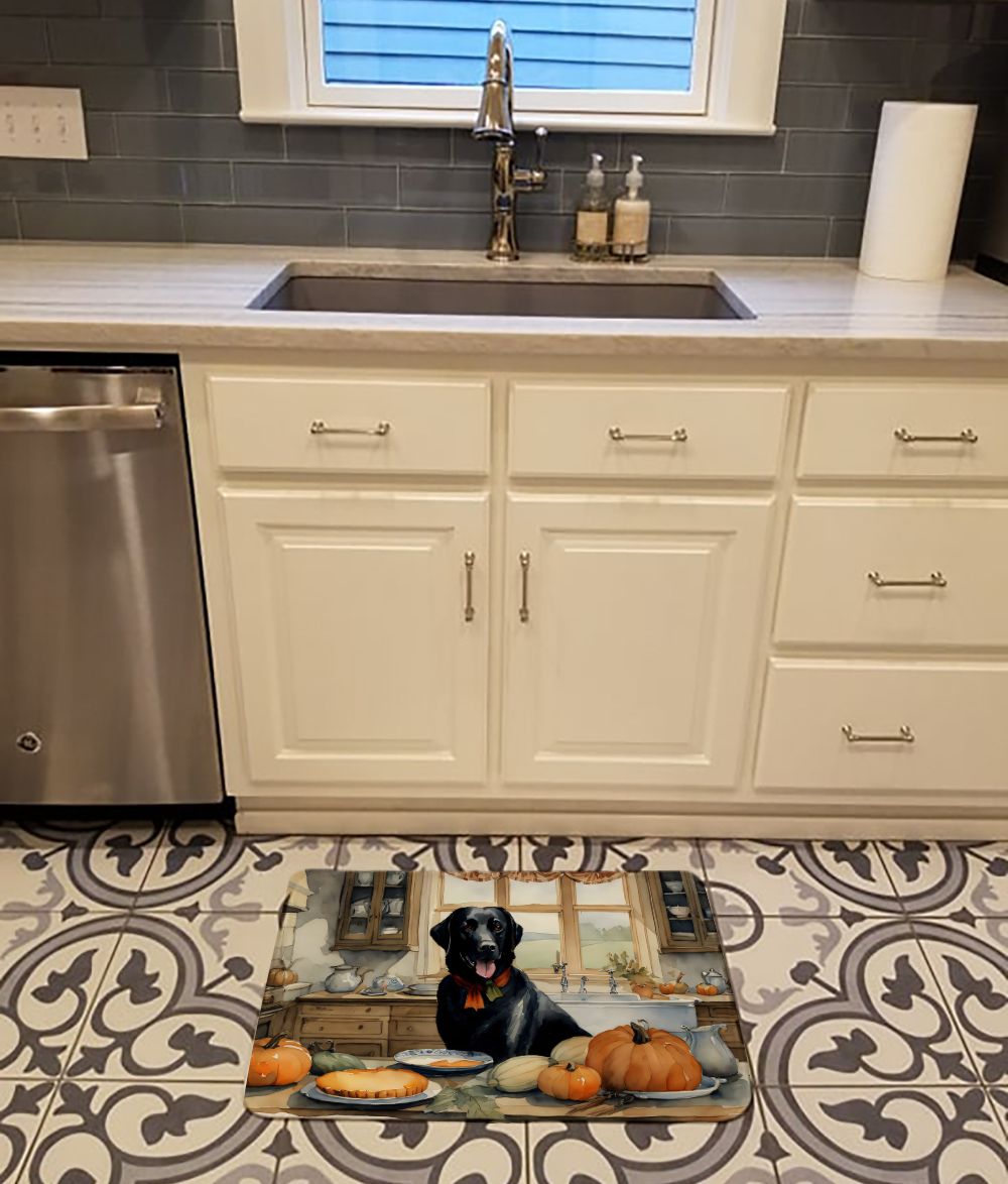 Black Lab Fall Kitchen Pumpkins Memory Foam Kitchen Mat Machine Washable Anti-Fatigue Mat Cushion Comfort Bath Mat or Kitchen Rug