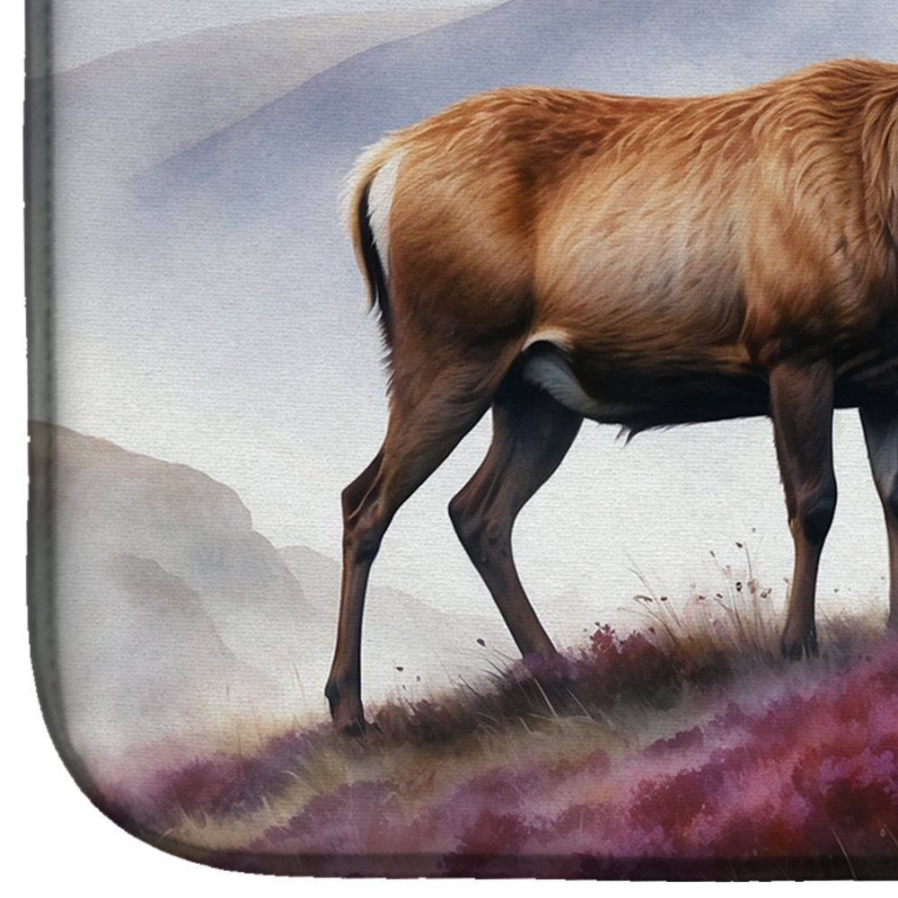 Highland Red Deer Dish Drying Mat Absorbent Dish Drying Mat Pad for Kitchen Counter Dish Drainer Mat for Countertop, 14 x 21", Multicolor