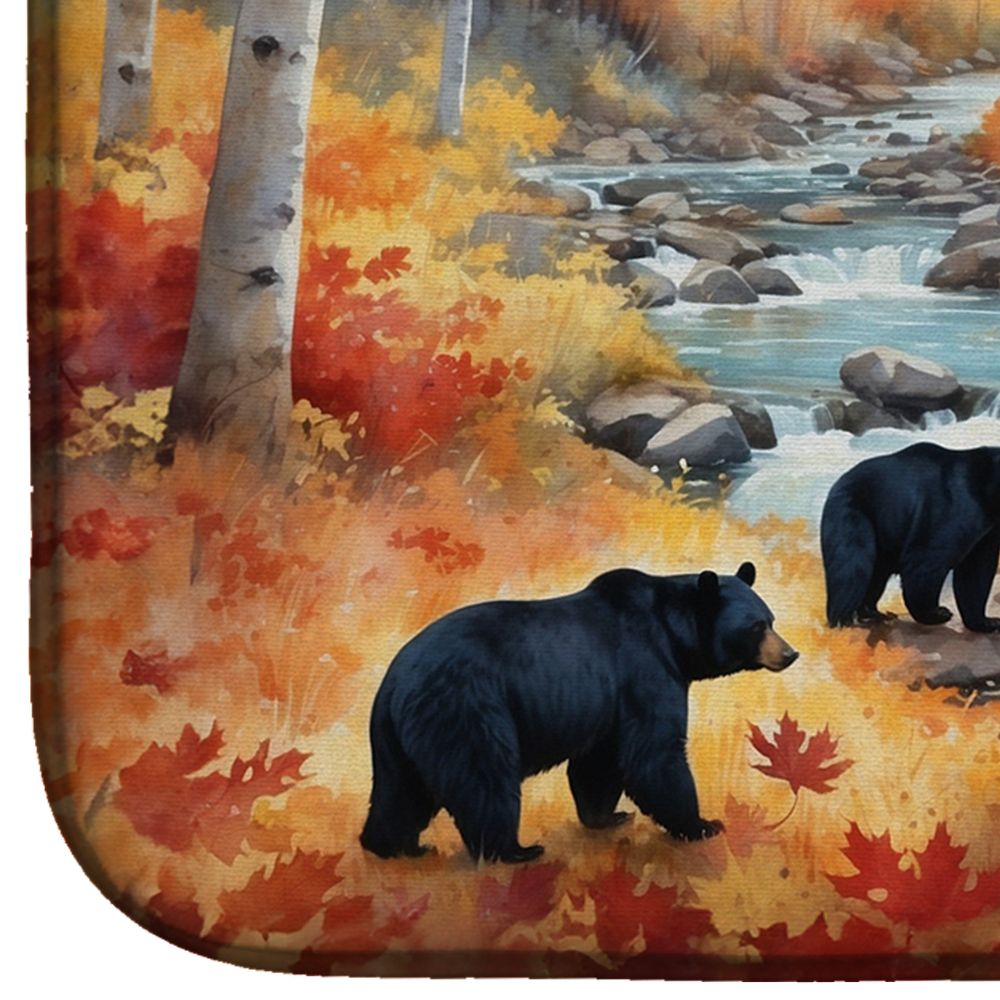 Bears Autumn in the Woods Dish Drying Mat Absorbent Dish Drying Mat Pad for Kitchen Counter Dish Drainer Mat for Countertop, 14 x 21", Multicolor