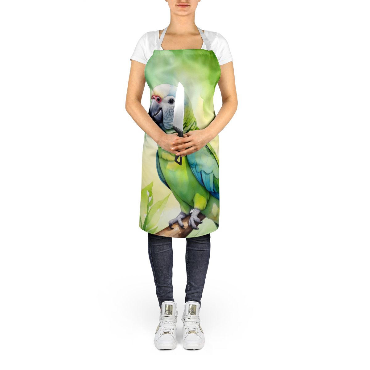 Monk Parakeet Apron Cooking Kitchen Server Baking Crafts Gardening for Adult Women Men, Unisex, Large, Multicolor
