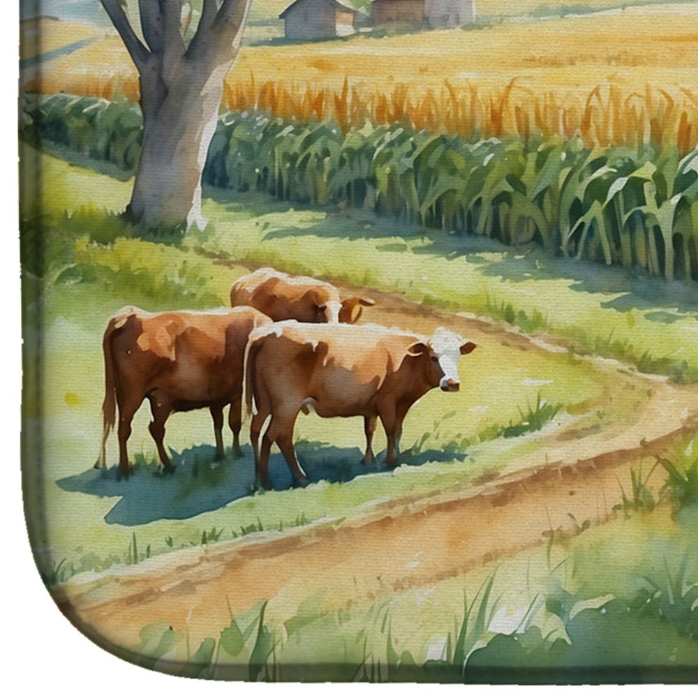 Cows by the Cornfield Dish Drying Mat Absorbent Dish Drying Mat Pad for Kitchen Counter Dish Drainer Mat for Countertop, 14 x 21", Multicolor