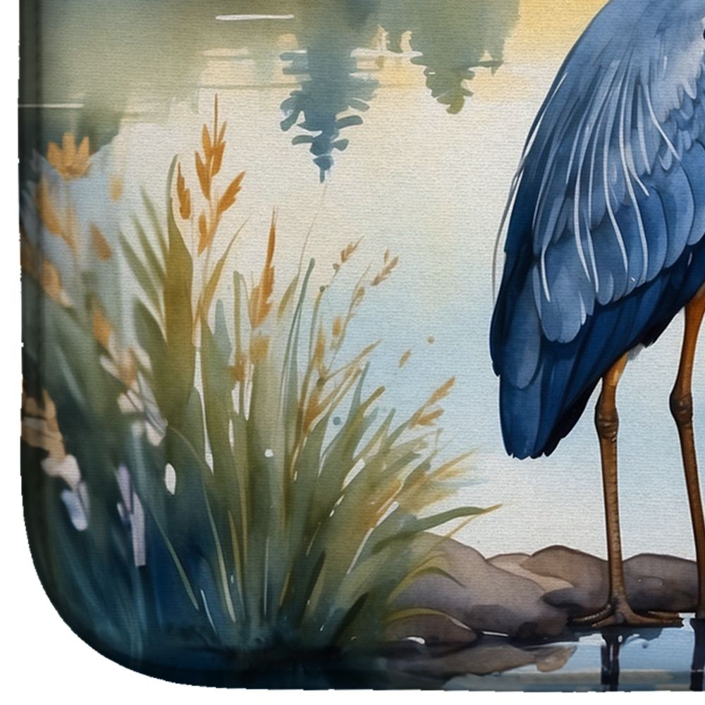 Blue Heron in the Golden Hour Dish Drying Mat Absorbent Dish Drying Mat Pad for Kitchen Counter Dish Drainer Mat for Countertop, 14 x 21", Multicolor
