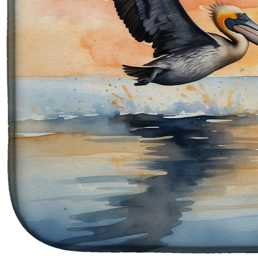 Pelicans Flying Dish Drying Mat Absorbent Dish Drying Mat Pad for Kitchen Counter Dish Drainer Mat for Countertop, 14 x 21", Multicolor