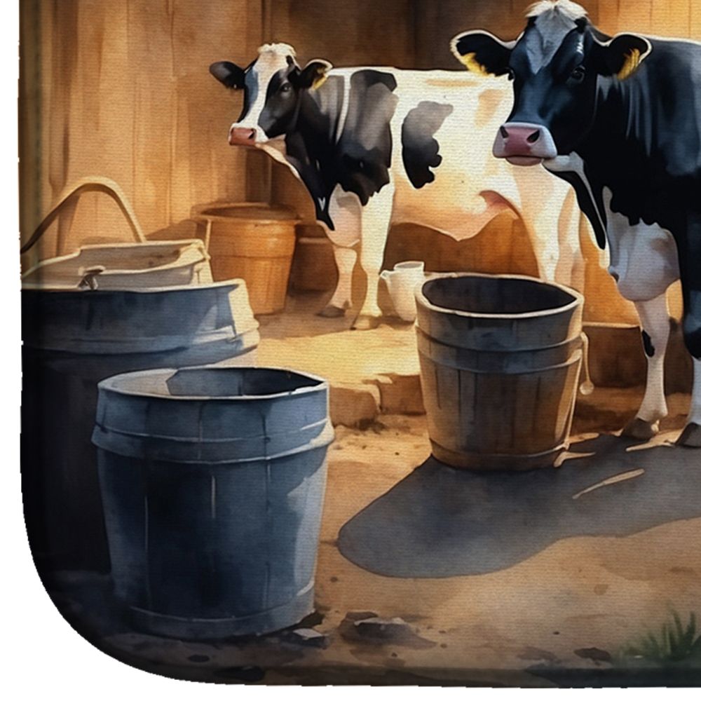 Cows Evening Milking Time Dish Drying Mat Absorbent Dish Drying Mat Pad for Kitchen Counter Dish Drainer Mat for Countertop, 14 x 21", Multicolor