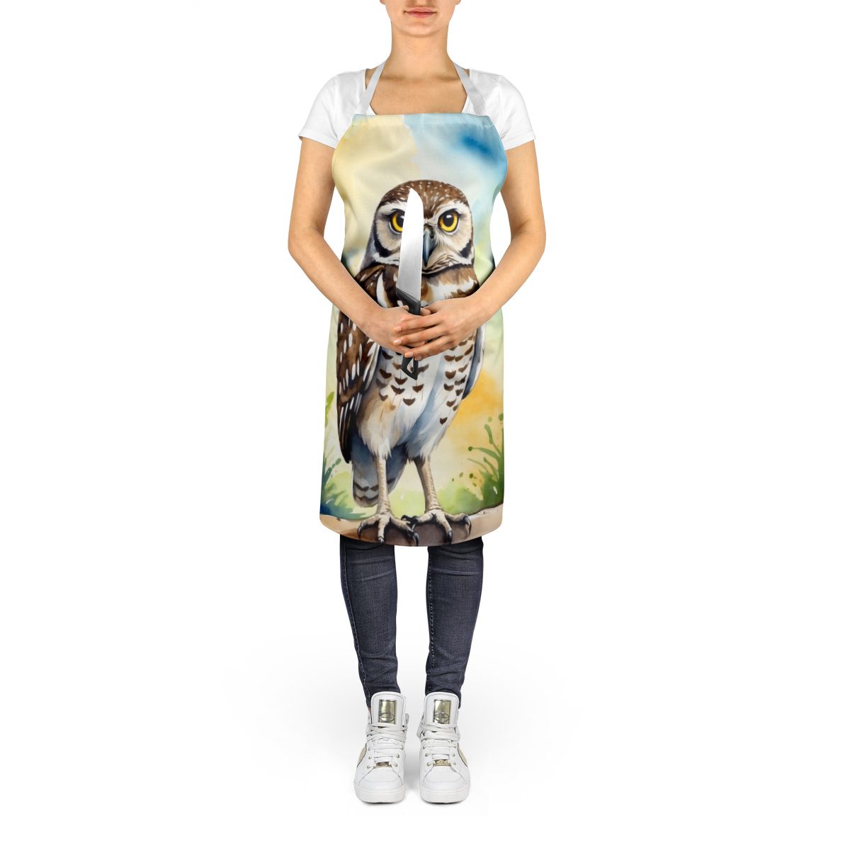 Burrowing Owl Apron Cooking Kitchen Server Baking Crafts Gardening for Adult Women Men, Unisex, Large, Multicolor