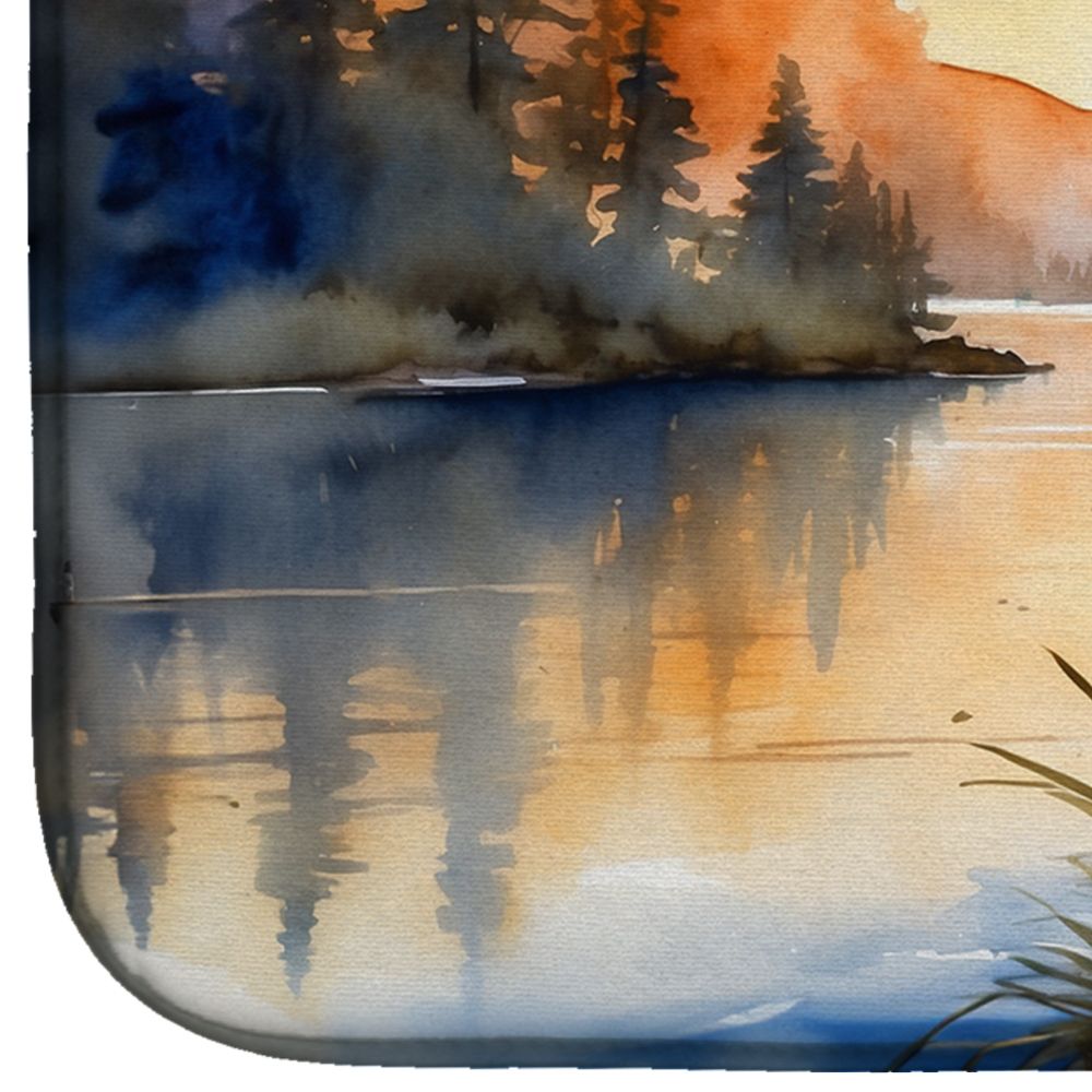 Blue Heron in the Golden Hour Dish Drying Mat Absorbent Dish Drying Mat Pad for Kitchen Counter Dish Drainer Mat for Countertop, 14 x 21", Multicolor