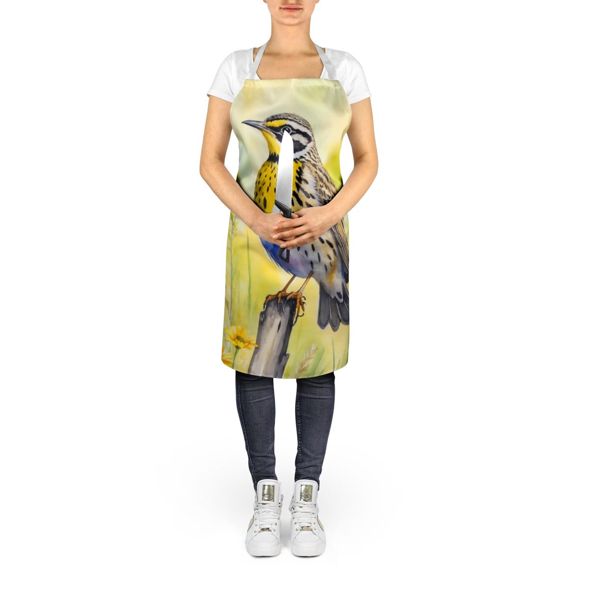 Montana Western Meadowlark Apron Cooking Kitchen Server Baking Crafts Gardening for Adult Women Men, Unisex, Large, Multicolor