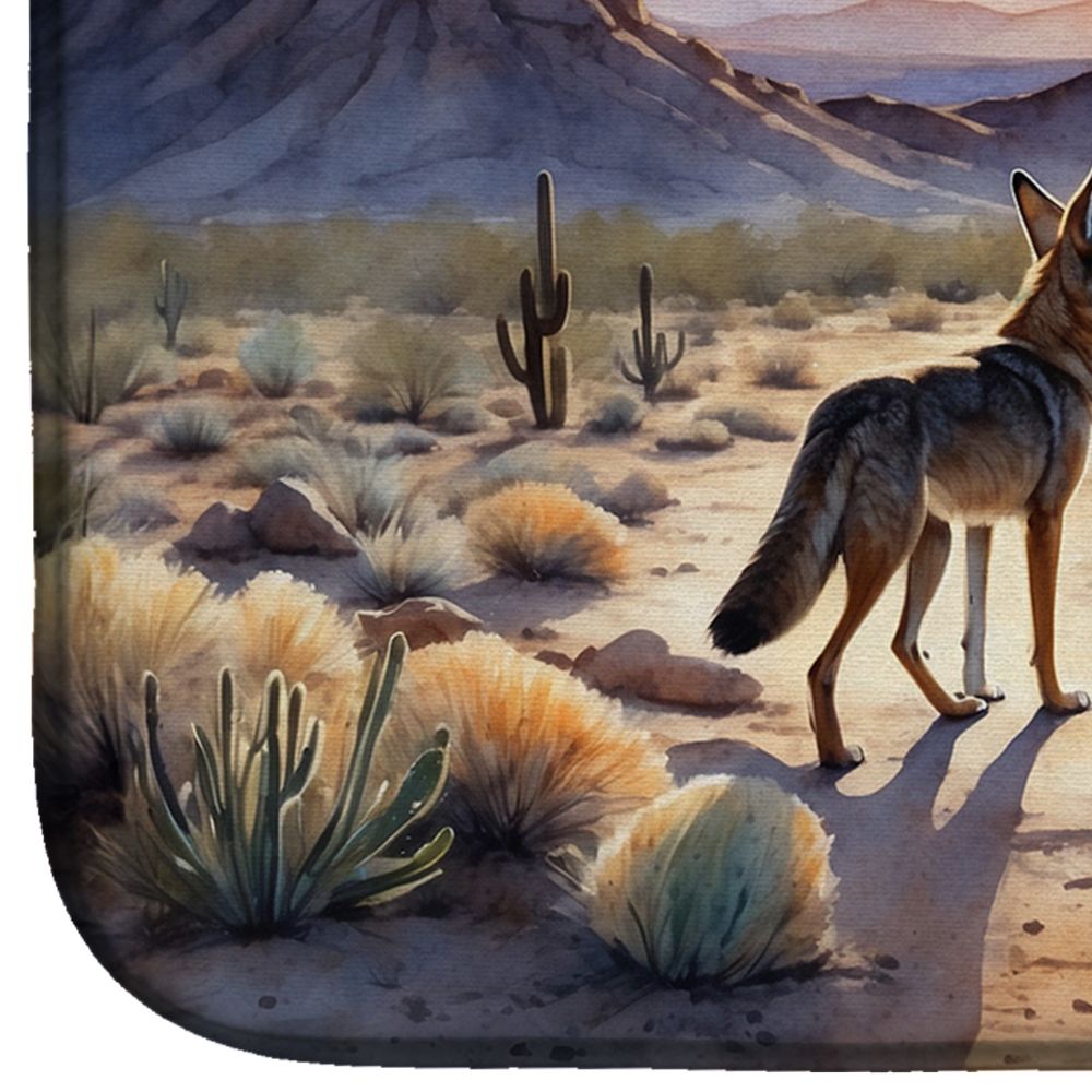 Desert Sunset Coyote Dish Drying Mat Absorbent Dish Drying Mat Pad for Kitchen Counter Dish Drainer Mat for Countertop, 14 x 21", Multicolor
