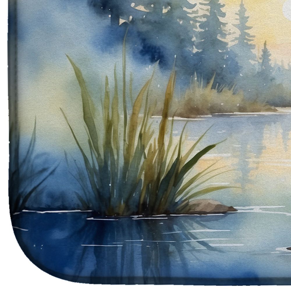 Blue Heron Emerging as the day fades Dish Drying Mat Absorbent Dish Drying Mat Pad for Kitchen Counter Dish Drainer Mat for Countertop, 14 x 21", Multicolor