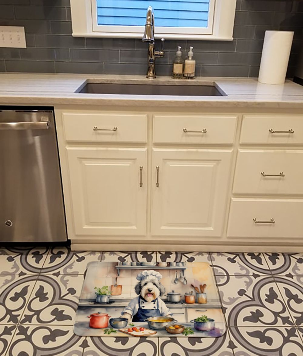 Old English Sheepdog The Chef Memory Foam Kitchen Mat Machine Washable Anti-Fatigue Mat Cushion Comfort Bath Mat or Kitchen Rug