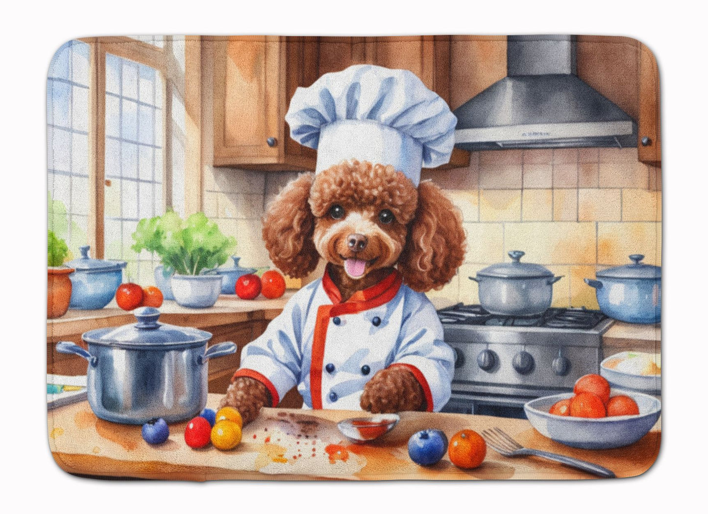 Chocolate Poodle The Chef Memory Foam Kitchen Mat Machine Washable Anti-Fatigue Mat Cushion Comfort Bath Mat or Kitchen Rug