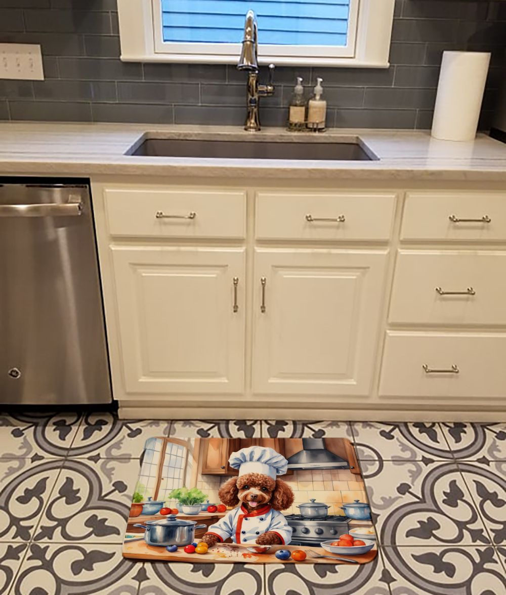 Chocolate Poodle The Chef Memory Foam Kitchen Mat Machine Washable Anti-Fatigue Mat Cushion Comfort Bath Mat or Kitchen Rug