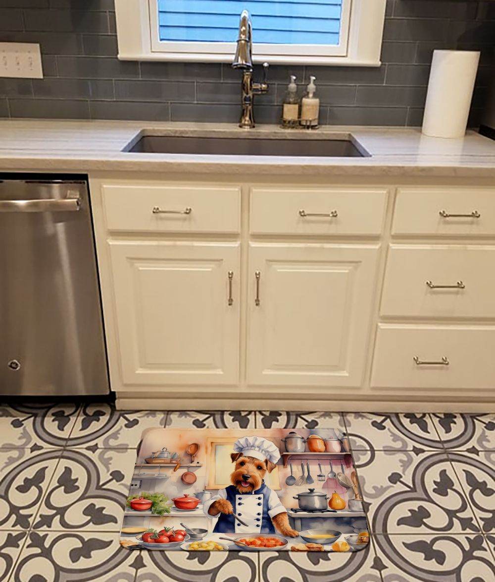 Welsh Terrier The Chef Memory Foam Kitchen Mat Machine Washable Anti-Fatigue Mat Cushion Comfort Bath Mat or Kitchen Rug