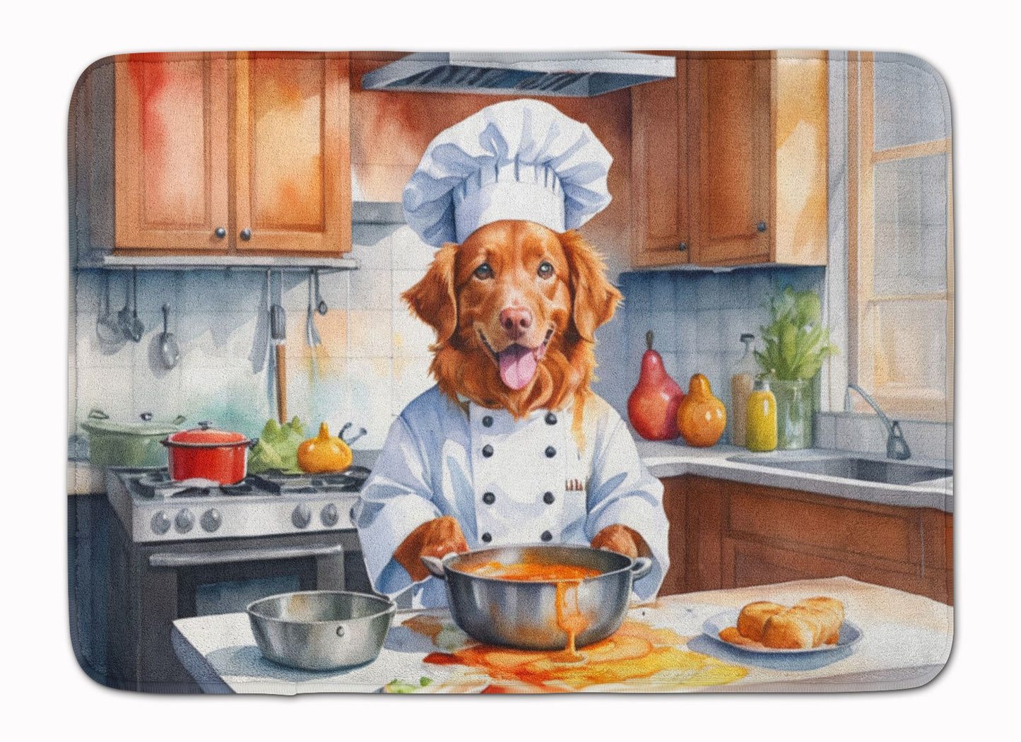 Nova Scotia Duck Tolling Retriever The Chef Memory Foam Kitchen Mat Machine Washable Anti-Fatigue Mat Cushion Comfort Bath Mat or Kitchen Rug