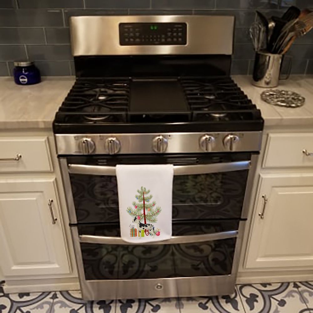NEW Great Dane Christmas Tree Kitchen Towel Set of 2 White Dish Towels Decorative Bathroom Hand towel for Hand, Face, Hair, Yoga, Tea, Dishcloth, 19 X 28", White