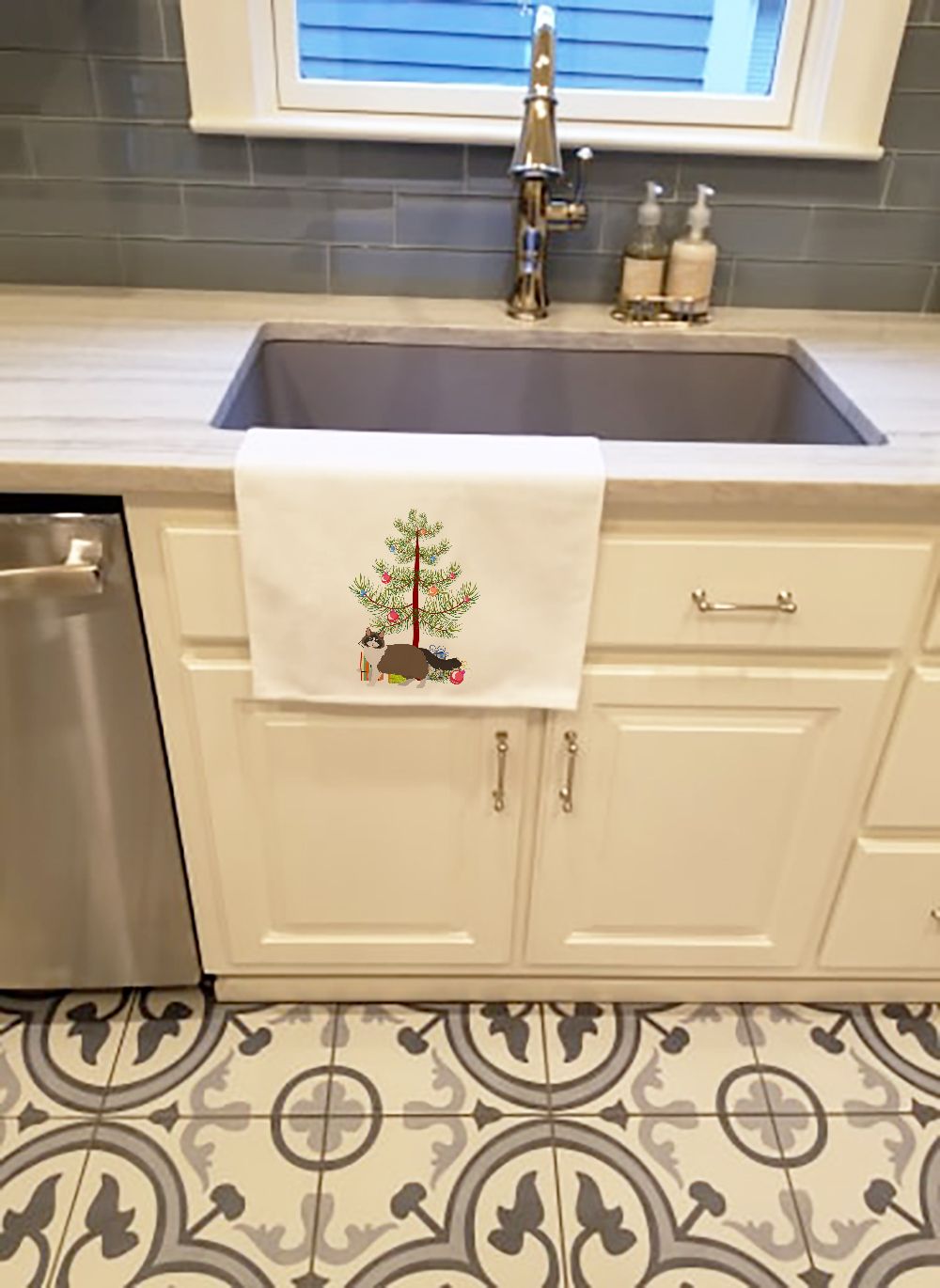 NEW Ragdoll Cat Christmas Kitchen Towel Set of 2 White Dish Towels Decorative Bathroom Hand towel for Hand, Face, Hair, Yoga, Tea, Dishcloth, 19 X 28", White