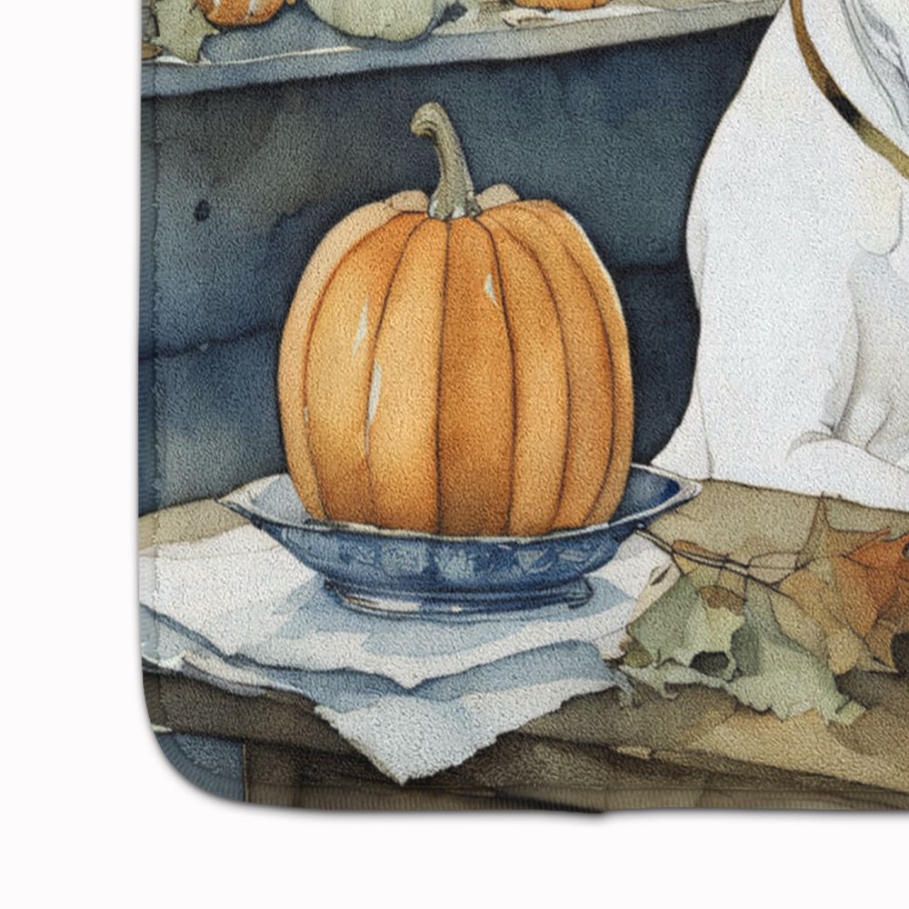 Pit Bull Terrier Fall Kitchen Pumpkins Memory Foam Kitchen Mat Machine Washable Anti-Fatigue Mat Cushion Comfort Bath Mat or Kitchen Rug