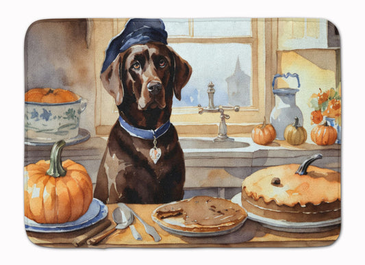 Chocolate Lab Fall Kitchen Pumpkins Memory Foam Kitchen Mat Machine Washable Anti-Fatigue Mat Cushion Comfort Bath Mat or Kitchen Rug