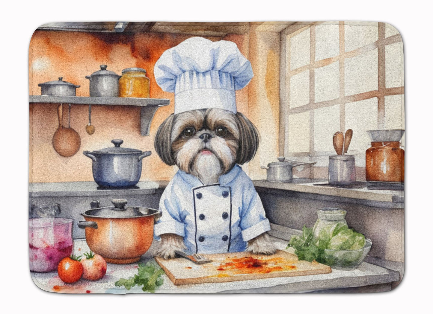 Shih Tzu The Chef Memory Foam Kitchen Mat Machine Washable Anti-Fatigue Mat Cushion Comfort Bath Mat or Kitchen Rug