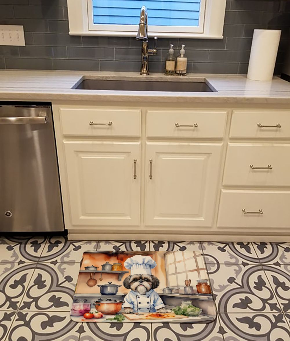 Shih Tzu The Chef Memory Foam Kitchen Mat Machine Washable Anti-Fatigue Mat Cushion Comfort Bath Mat or Kitchen Rug