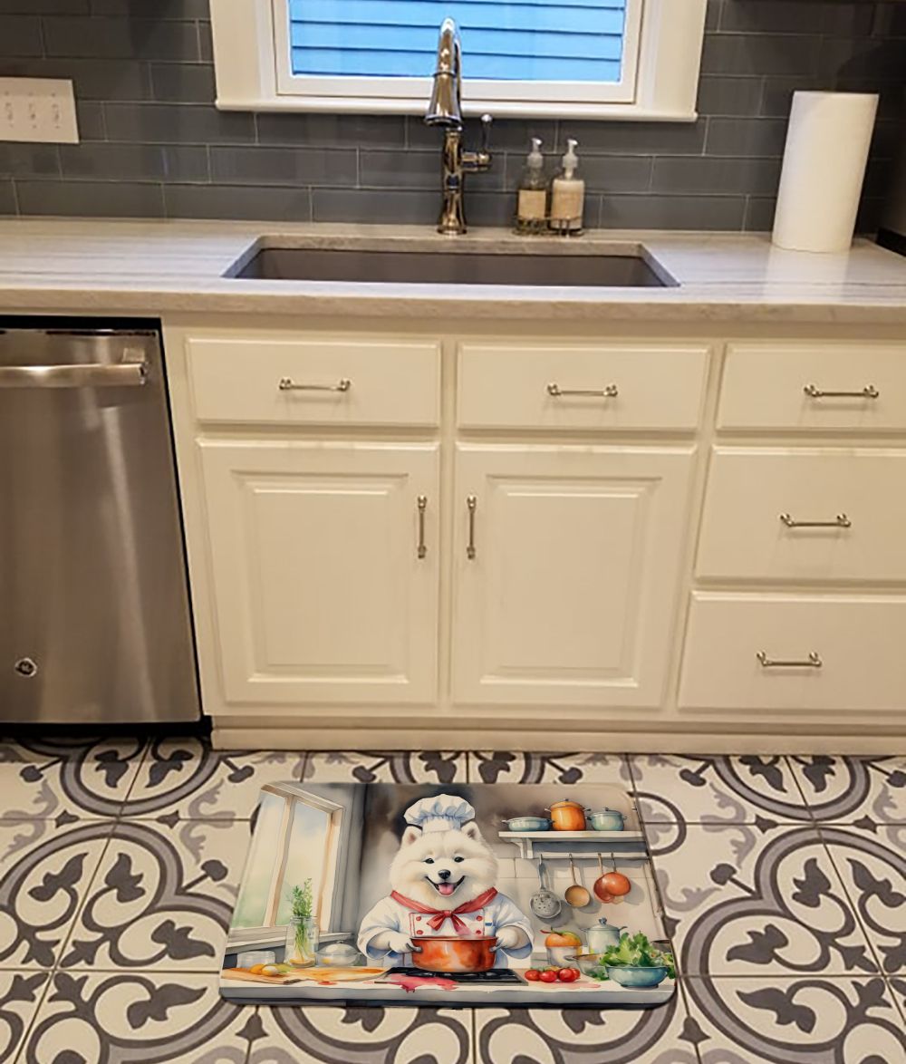 Samoyed The Chef Memory Foam Kitchen Mat Machine Washable Anti-Fatigue Mat Cushion Comfort Bath Mat or Kitchen Rug