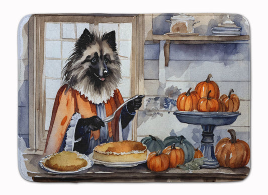 Keeshond Fall Kitchen Pumpkins Memory Foam Kitchen Mat Machine Washable Anti-Fatigue Mat Cushion Comfort Bath Mat or Kitchen Rug