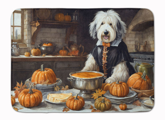 Old English Sheepdog Fall Kitchen Pumpkins Memory Foam Kitchen Mat Machine Washable Anti-Fatigue Mat Cushion Comfort Bath Mat or Kitchen Rug