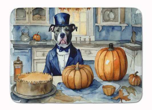 Pit Bull Terrier Fall Kitchen Pumpkins Memory Foam Kitchen Mat Machine Washable Anti-Fatigue Mat Cushion Comfort Bath Mat or Kitchen Rug