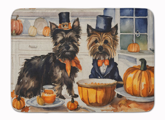 Cairn Terrier Fall Kitchen Pumpkins Memory Foam Kitchen Mat Machine Washable Anti-Fatigue Mat Cushion Comfort Bath Mat or Kitchen Rug