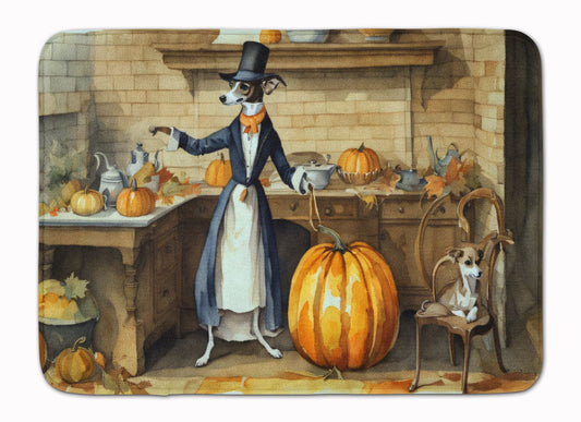 Italian Greyhound Fall Kitchen Pumpkins Memory Foam Kitchen Mat Machine Washable Anti-Fatigue Mat Cushion Comfort Bath Mat or Kitchen Rug