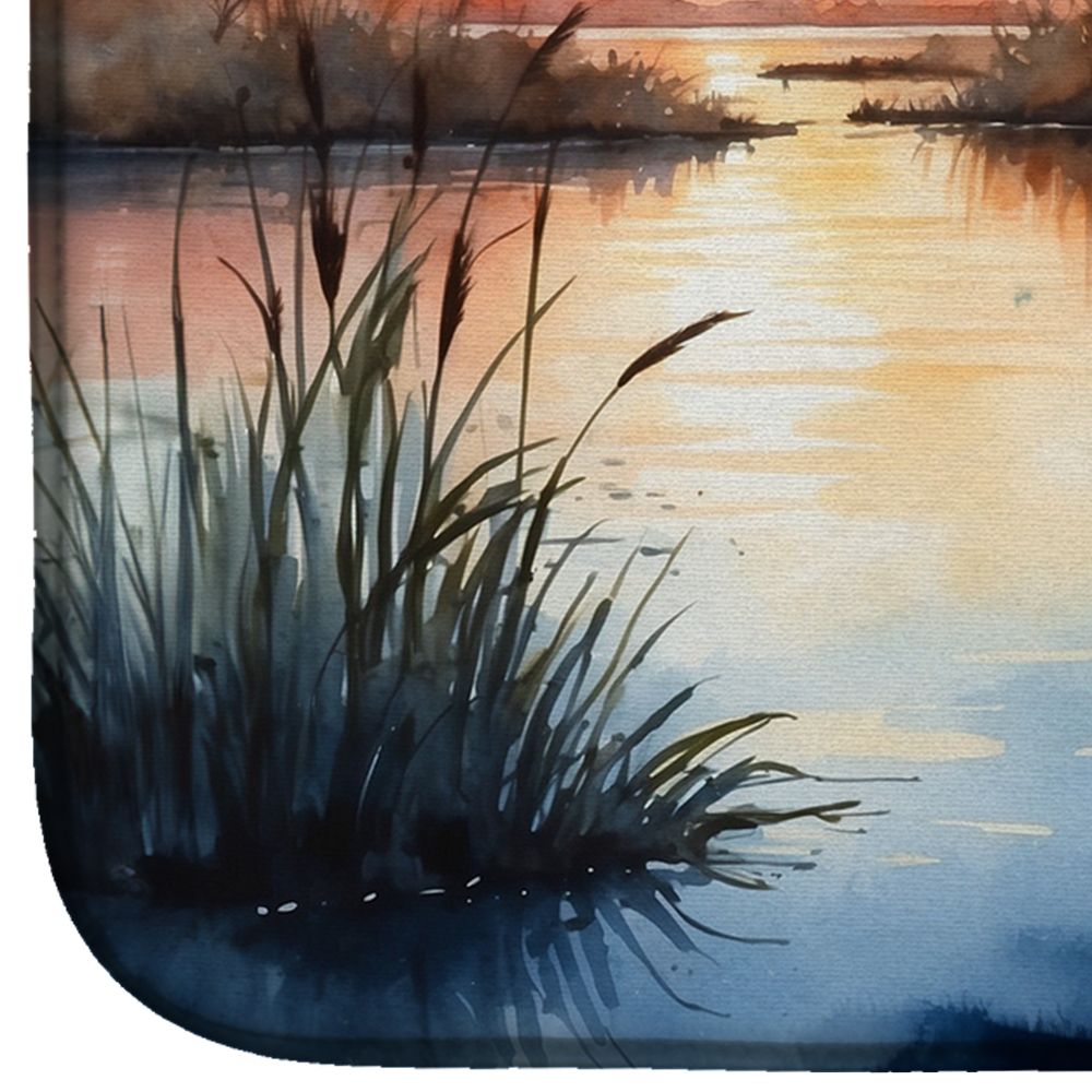 Blue Heron Setting Sun Dish Drying Mat Absorbent Dish Drying Mat Pad for Kitchen Counter Dish Drainer Mat for Countertop, 14 x 21", Multicolor