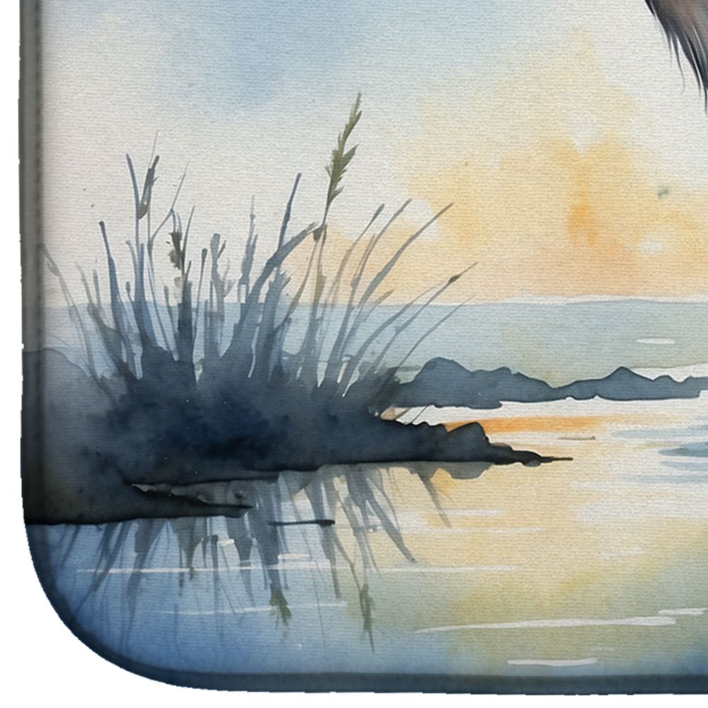 Blue Heron Barely Lit Sky Dish Drying Mat Absorbent Dish Drying Mat Pad for Kitchen Counter Dish Drainer Mat for Countertop, 14 x 21", Multicolor