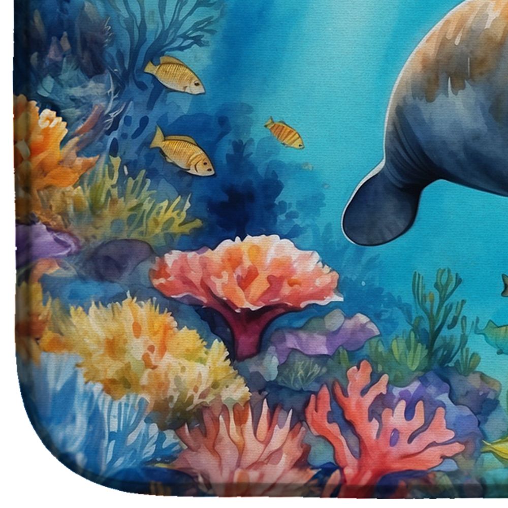 Summer Manatee Dish Drying Mat Absorbent Dish Drying Mat Pad for Kitchen Counter Dish Drainer Mat for Countertop, 14 x 21", Multicolor
