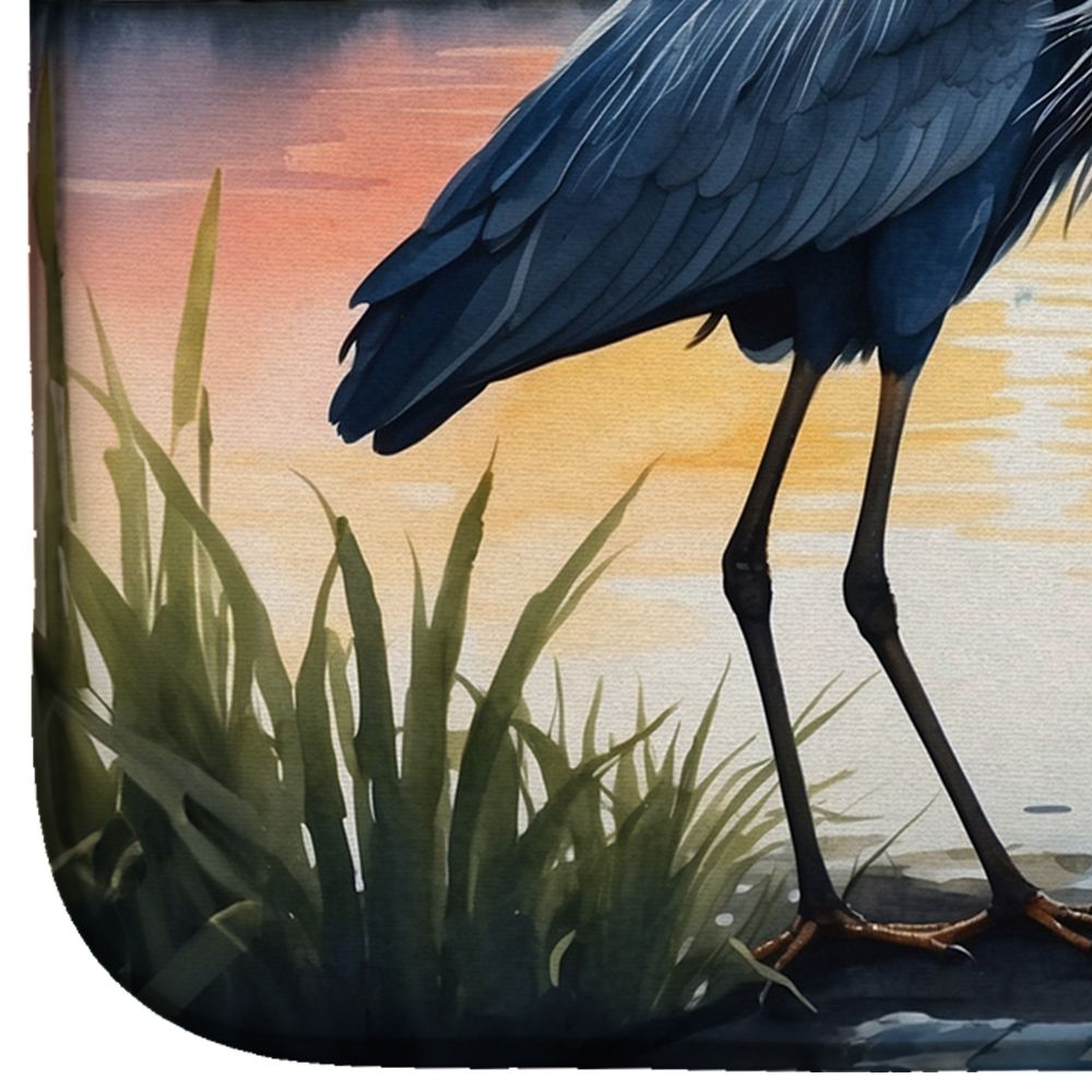 Blue Heron Setting Sun Dish Drying Mat Absorbent Dish Drying Mat Pad for Kitchen Counter Dish Drainer Mat for Countertop, 14 x 21", Multicolor