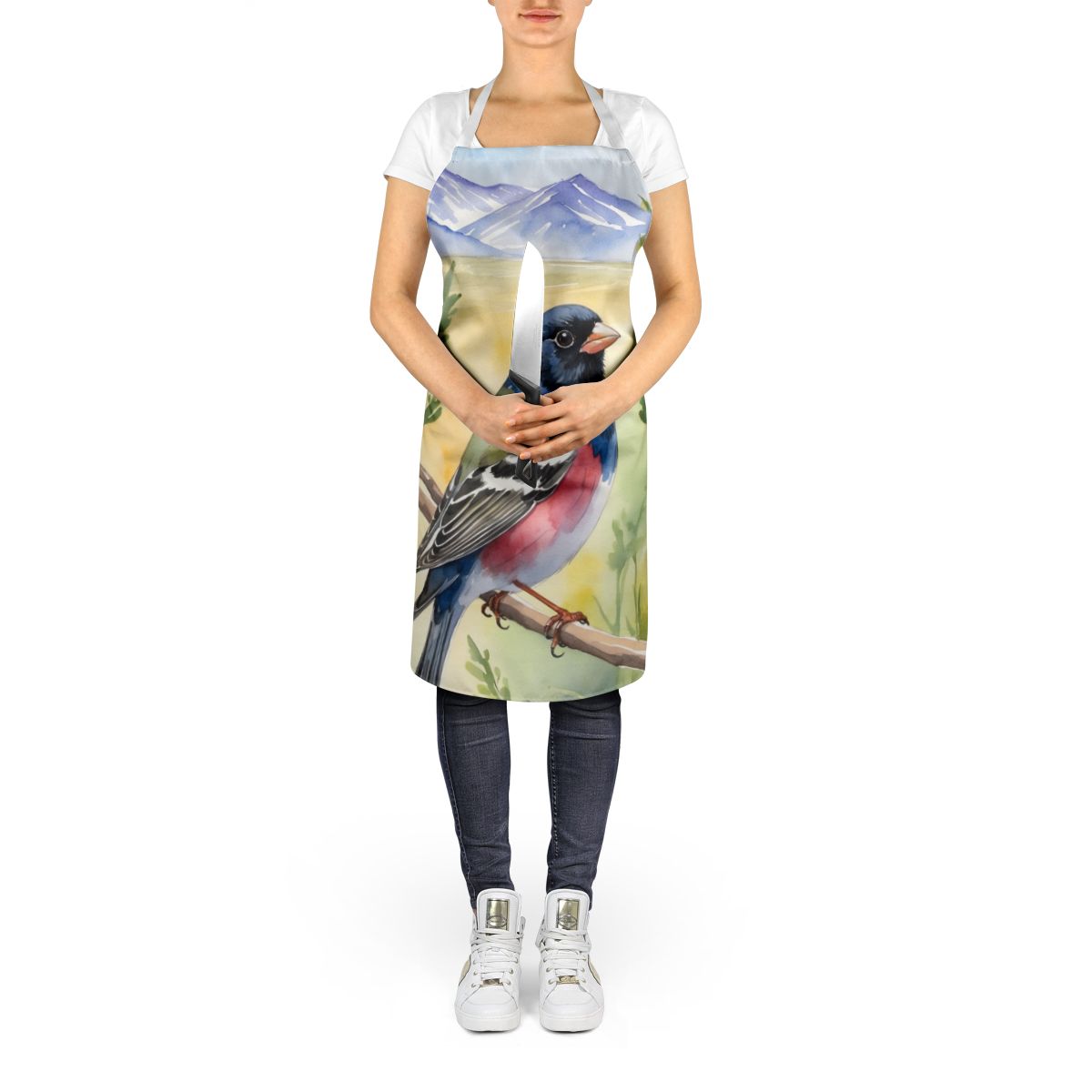 Colorado Lark Bunting Apron Cooking Kitchen Server Baking Crafts Gardening for Adult Women Men, Unisex, Large, Multicolor